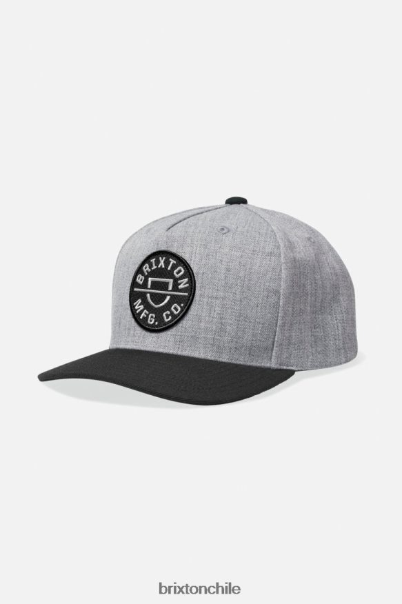 Brixton hombres cresta c netplus mp snapback P0BX28260 accesorios gris jaspeado/negro