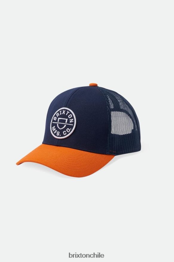 Brixton hombres gorra de camionero crest netplus mp P0BX28255 accesorios azul marino lavado/naranja paraíso
