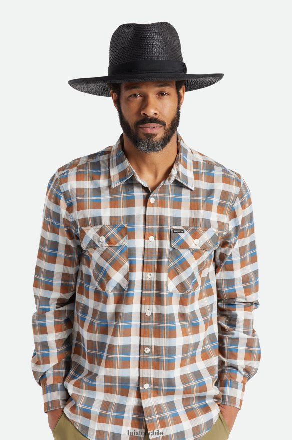 Brixton hombres sombrero de paja reno P0BX28181 accesorios negro