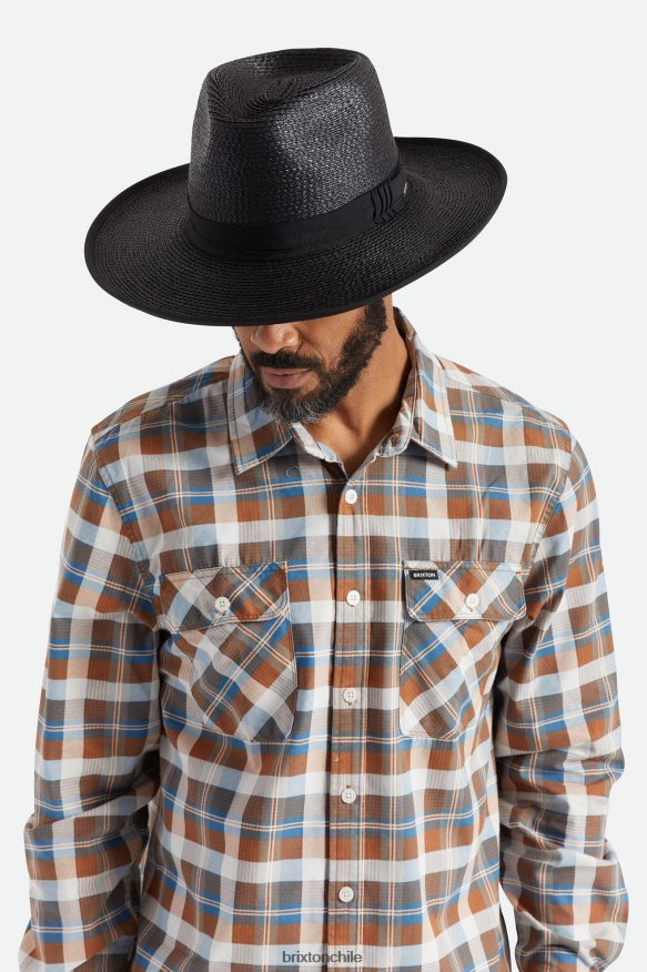 Brixton hombres sombrero de paja reno P0BX28181 accesorios negro