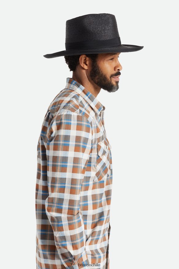 Brixton hombres sombrero de paja reno P0BX28181 accesorios negro