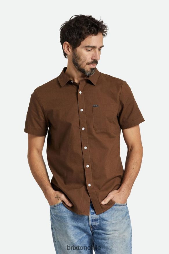 Brixton hombres camisa charter de tejido texturizado s/s P0BX2811 vestir tierra oscura