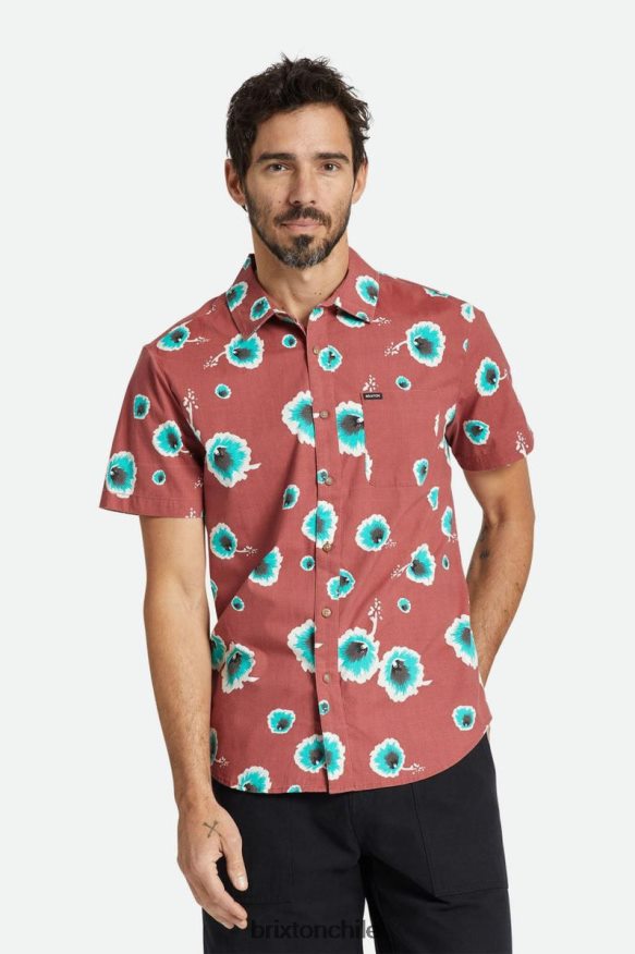 Brixton hombres camisa con estampado charter s/s P0BX289 vestir cedro polvoriento/blanco hueso/jade
