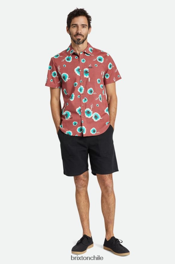 Brixton hombres camisa con estampado charter s/s P0BX289 vestir cedro polvoriento/blanco hueso/jade