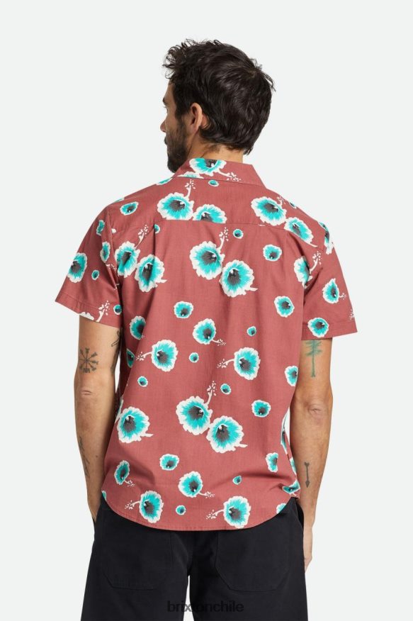 Brixton hombres camisa con estampado charter s/s P0BX289 vestir cedro polvoriento/blanco hueso/jade