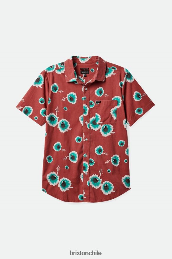 Brixton hombres camisa con estampado charter s/s P0BX289 vestir cedro polvoriento/blanco hueso/jade