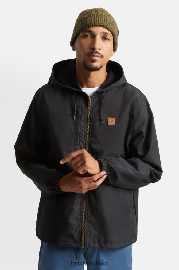 Brixton hombres chaqueta claxton beta con capucha y cremallera P0BX28142 vestir negro