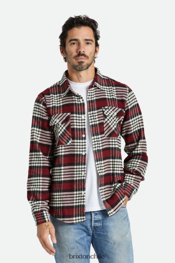 Brixton hombres bowery manga larga franela P0BX2816 vestir baya de la isla/gorra blanca/negro