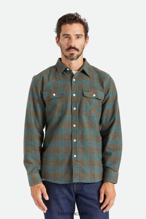 Brixton hombres bowery manga larga franela P0BX2818 vestir océano