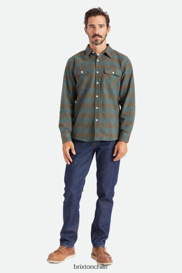Brixton hombres bowery manga larga franela P0BX2818 vestir océano