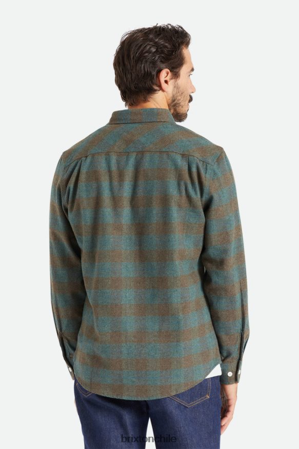 Brixton hombres bowery manga larga franela P0BX2818 vestir océano