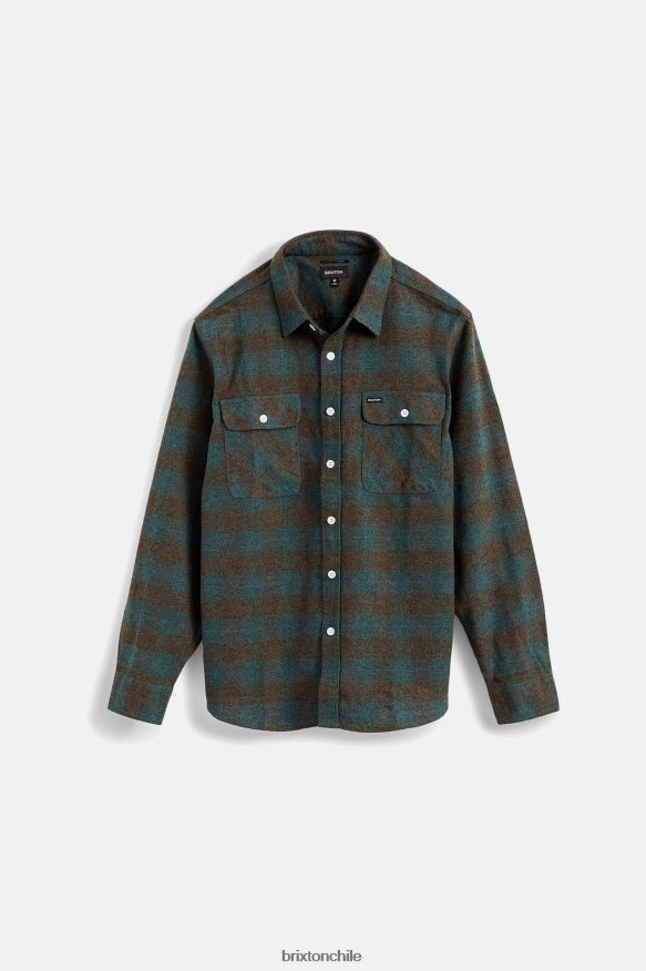 Brixton hombres bowery manga larga franela P0BX2818 vestir océano