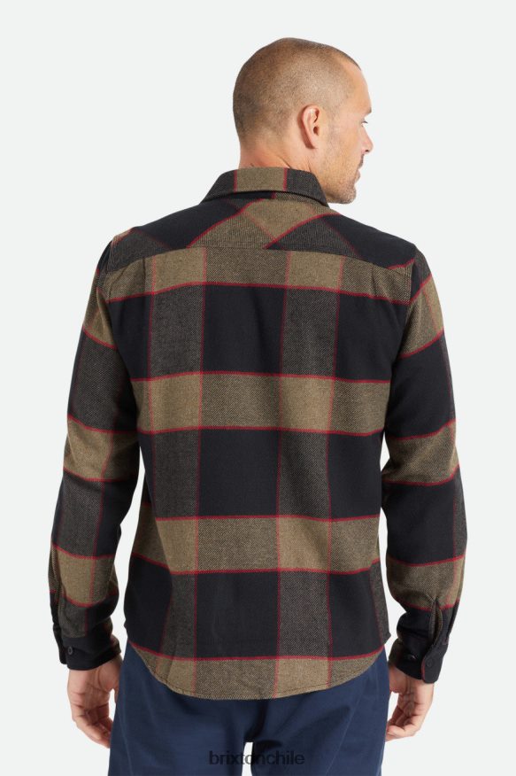 Brixton hombres bowery manga larga franela P0BX2819 vestir gris jaspeado/carbón