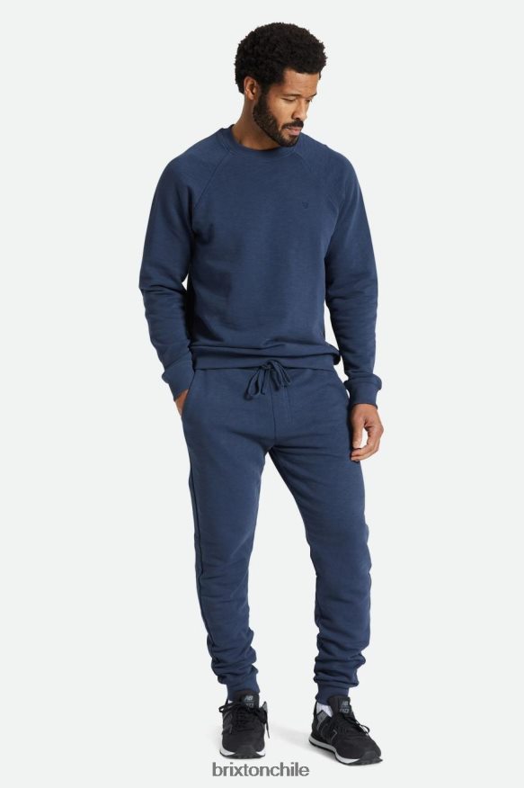 Brixton hombres Joggers de felpa francesa flameada P0BX28137 vestir azul marino lavado
