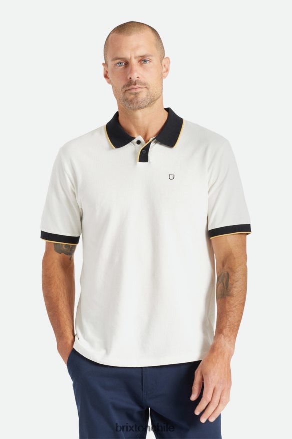 Brixton hombres punto de polo s / s adecuado P0BX28122 vestir blanco hueso/negro