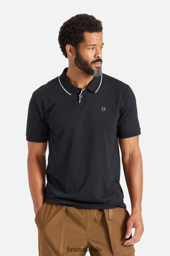 Brixton hombres punto de polo s / s adecuado P0BX28123 vestir negro