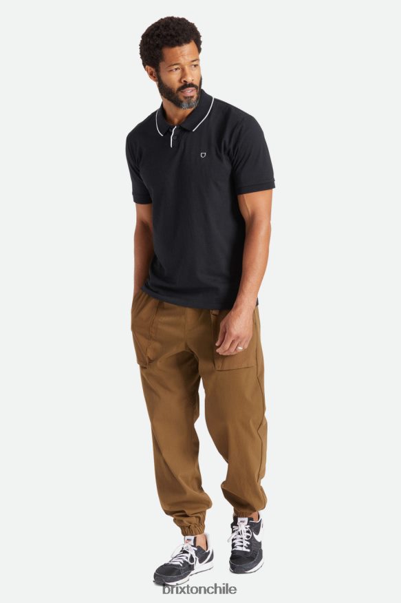 Brixton hombres punto de polo s / s adecuado P0BX28123 vestir negro