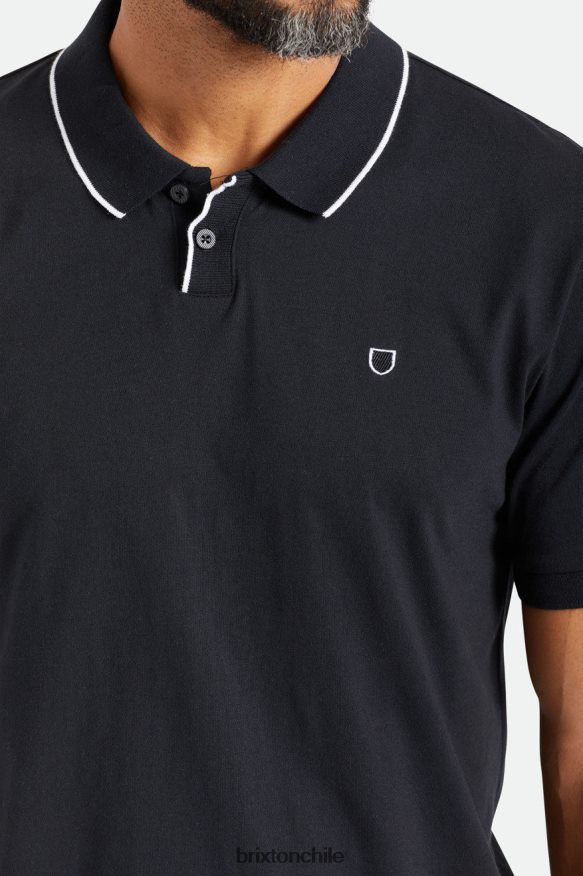 Brixton hombres punto de polo s / s adecuado P0BX28123 vestir negro