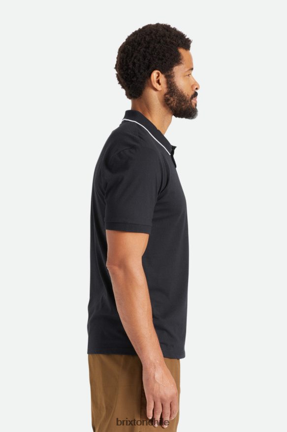 Brixton hombres punto de polo s / s adecuado P0BX28123 vestir negro