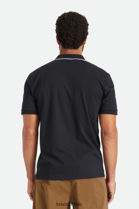 Brixton hombres punto de polo s / s adecuado P0BX28123 vestir negro