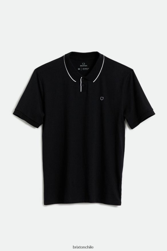 Brixton hombres punto de polo s / s adecuado P0BX28123 vestir negro