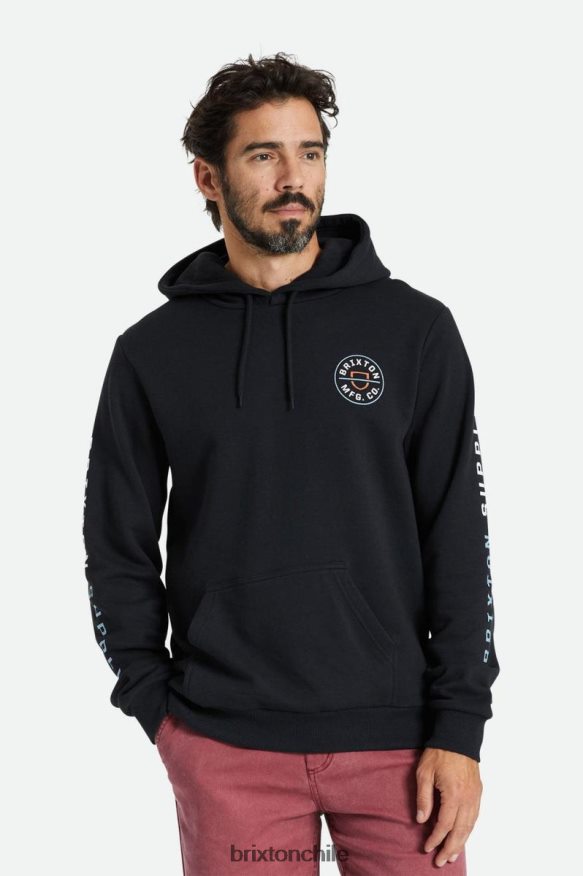 Brixton hombres capucha de cresta P0BX28130 vestir negro/azul polvoriento/rojo quemado