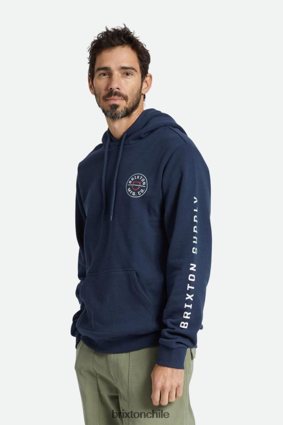 Brixton hombres capucha de cresta P0BX28131 vestir azul marino lavado/blanco/gris mineral