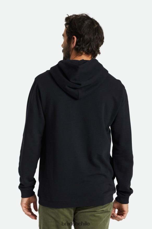 Brixton hombres capucha de felpa francesa con peso de verano P0BX28132 vestir negro