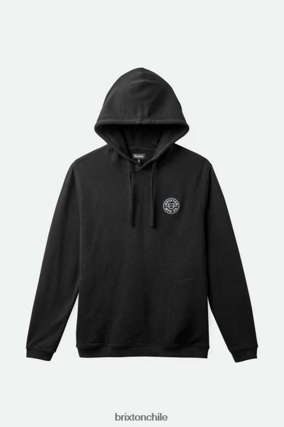 Brixton hombres capucha de felpa francesa con peso de verano P0BX28132 vestir negro
