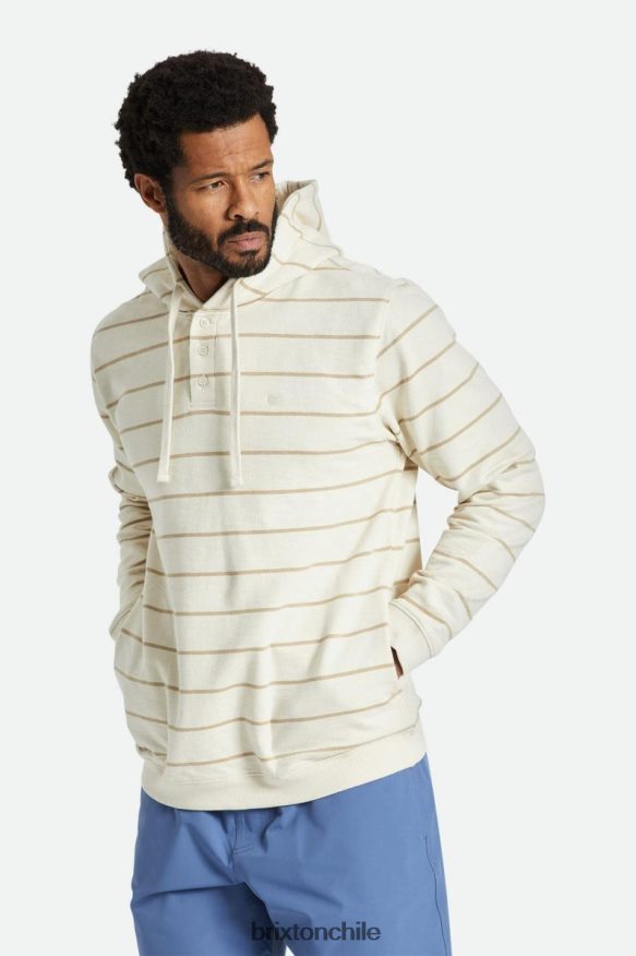 Brixton hombres capucha henley de felpa francesa flameada P0BX28135 vestir capa blanca/arena