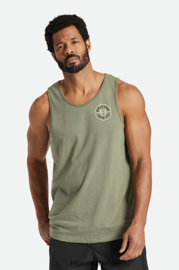 Brixton hombres camiseta sin mangas con escudo P0BX28126 vestir excedente de aceituna