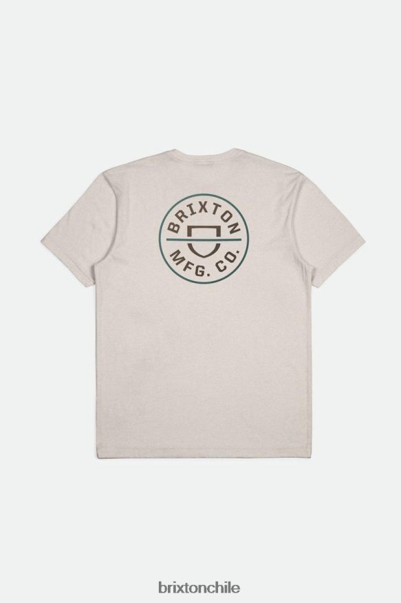 Brixton hombres Camiseta estándar Crest II S/S P0BX2855 vestir crema/tierra oscura/abeto