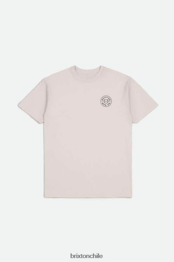 Brixton hombres Camiseta estándar Crest II S/S P0BX2855 vestir crema/tierra oscura/abeto