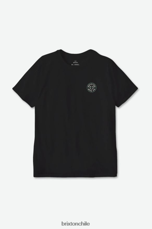 Brixton hombres Camiseta estándar Crest II S/S P0BX2856 vestir negro/blanco roto/jade