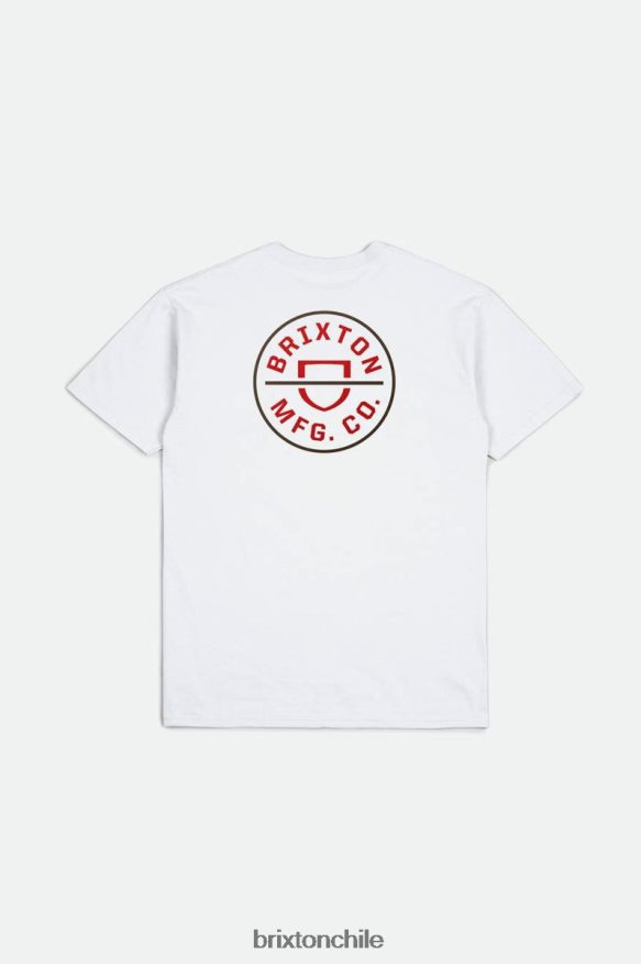 Brixton hombres Camiseta estándar Crest II S/S P0BX2857 vestir blanco/rojo aloha/tierra oscura