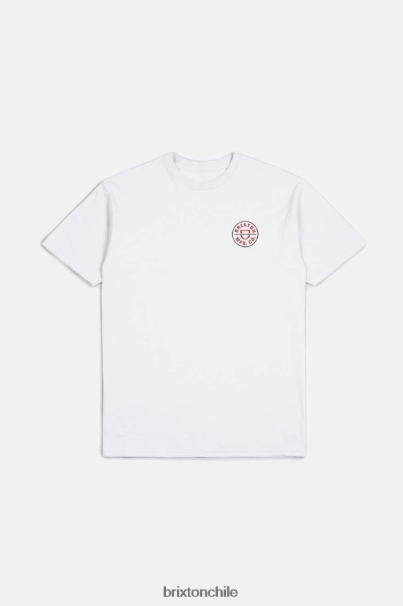 Brixton hombres Camiseta estándar Crest II S/S P0BX2857 vestir blanco/rojo aloha/tierra oscura