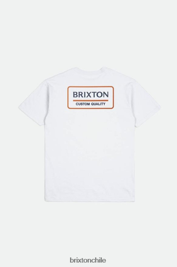Brixton hombres Camiseta estándar de acero inoxidable palmer P0BX2888 vestir blanco/azul marino lavado/naranja paraíso