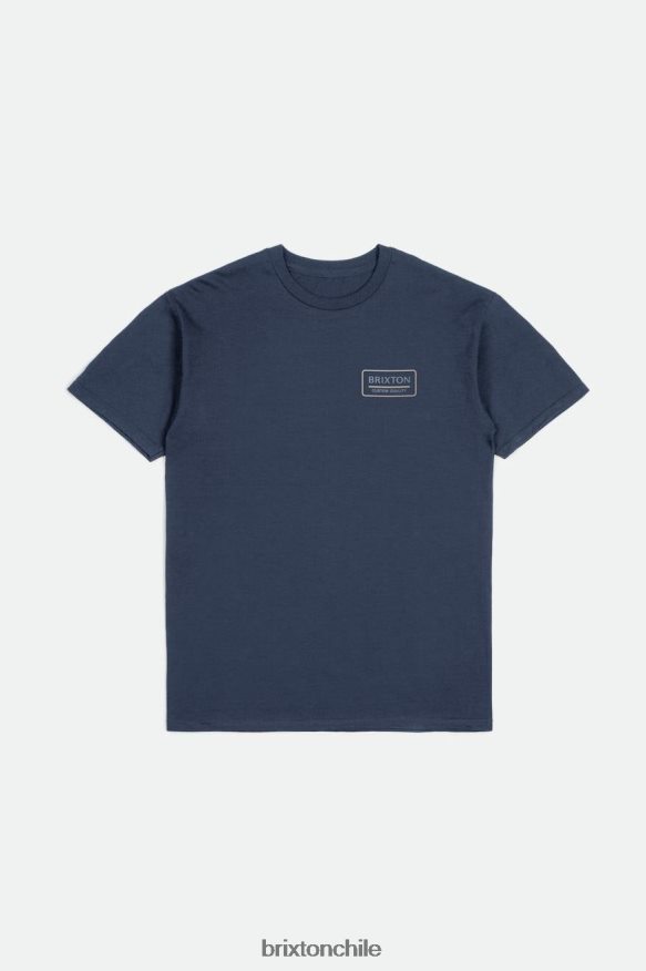Brixton hombres Camiseta estándar de acero inoxidable palmer P0BX2889 vestir azul marino lavado/azul polvoriento/gris humo