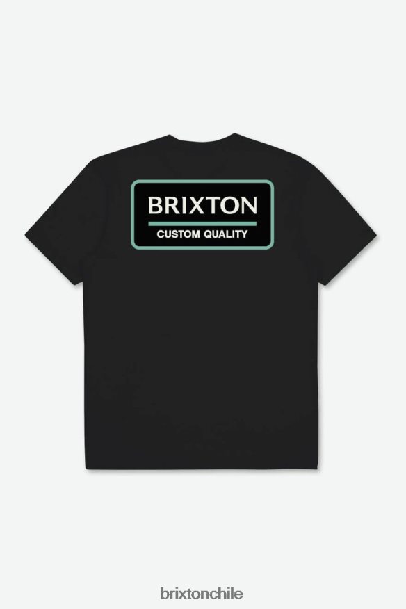 Brixton hombres Camiseta estándar de acero inoxidable palmer P0BX2890 vestir negro/jade/blanco roto