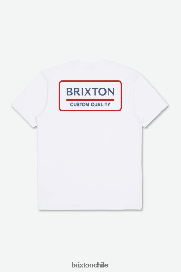 Brixton hombres Camiseta estándar de acero inoxidable palmer P0BX2891 vestir blanco/azul pacífico/rojo aloha
