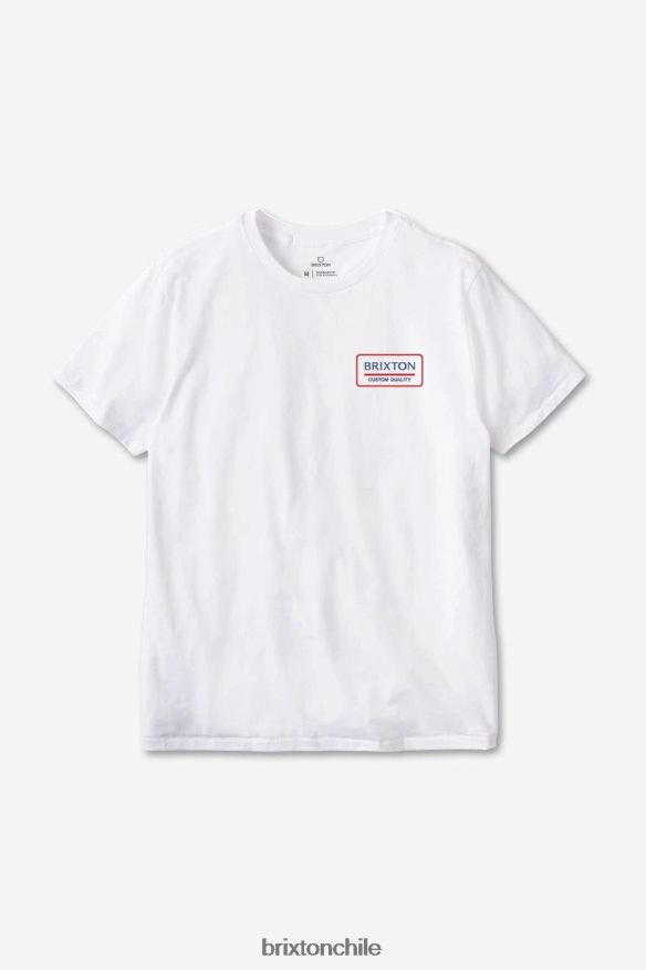 Brixton hombres Camiseta estándar de acero inoxidable palmer P0BX2891 vestir blanco/azul pacífico/rojo aloha