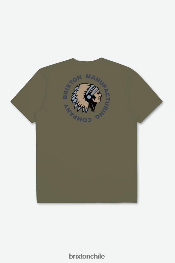 Brixton hombres Camiseta estándar de manga corta con sello rival P0BX2881 vestir excedente de oliva/tinte de prenda azul polvoriento