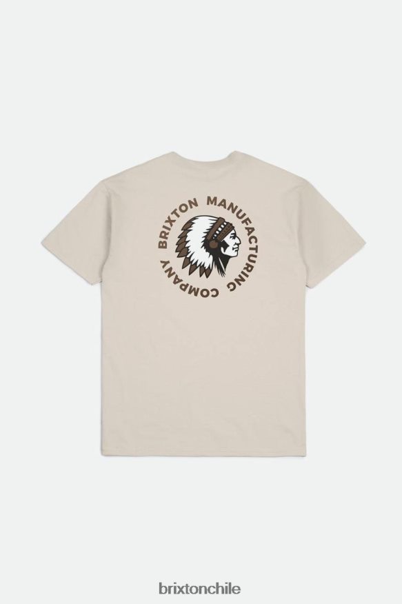 Brixton hombres Camiseta estándar de manga corta con sello rival P0BX2882 vestir tinte para ropa crema/bisonte