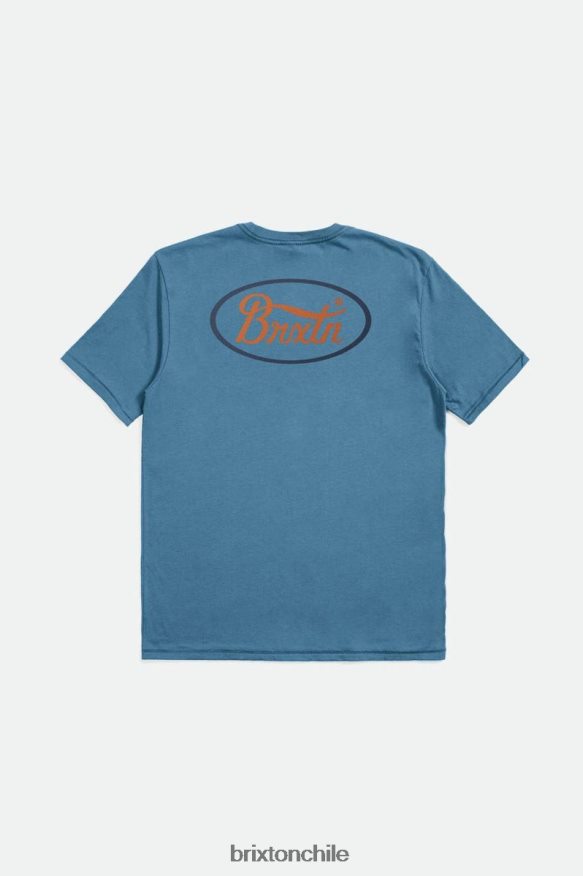Brixton hombres Parsons camiseta de sastre s/s P0BX2846 vestir cielo azul/azul marino lavado/paraíso
