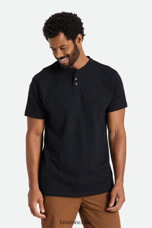 Brixton hombres camiseta básica flameada manga henley P0BX2893 vestir negro