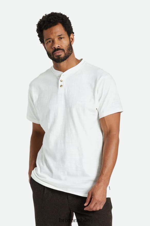 Brixton hombres camiseta básica flameada manga henley P0BX2894 vestir blanquecino
