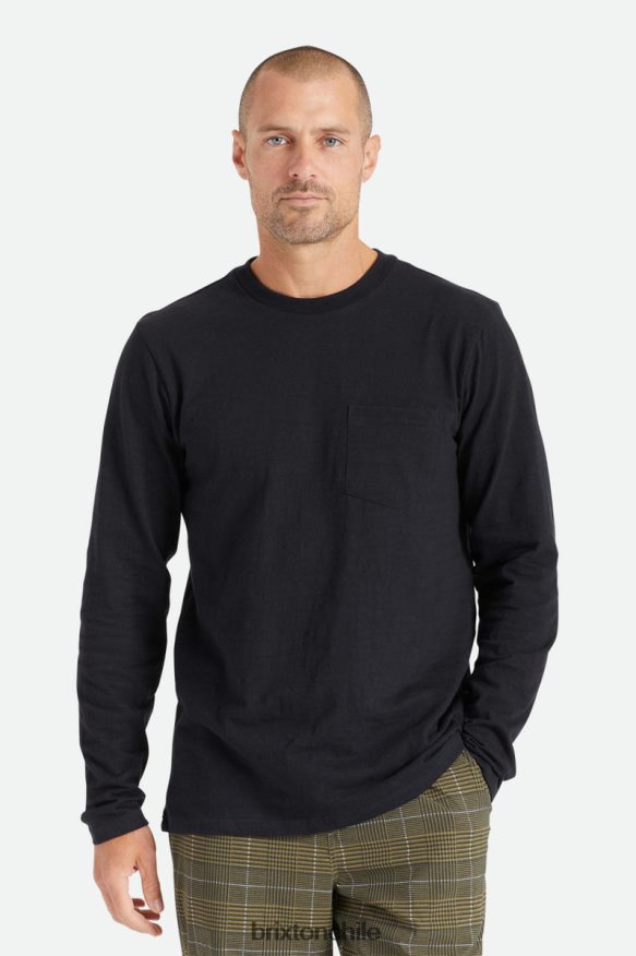 Brixton hombres camiseta básica flameada manga larga con bolsillo P0BX28101 vestir negro
