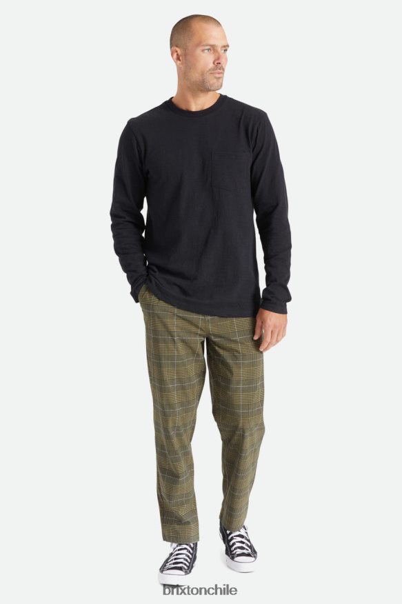 Brixton hombres camiseta básica flameada manga larga con bolsillo P0BX28101 vestir negro