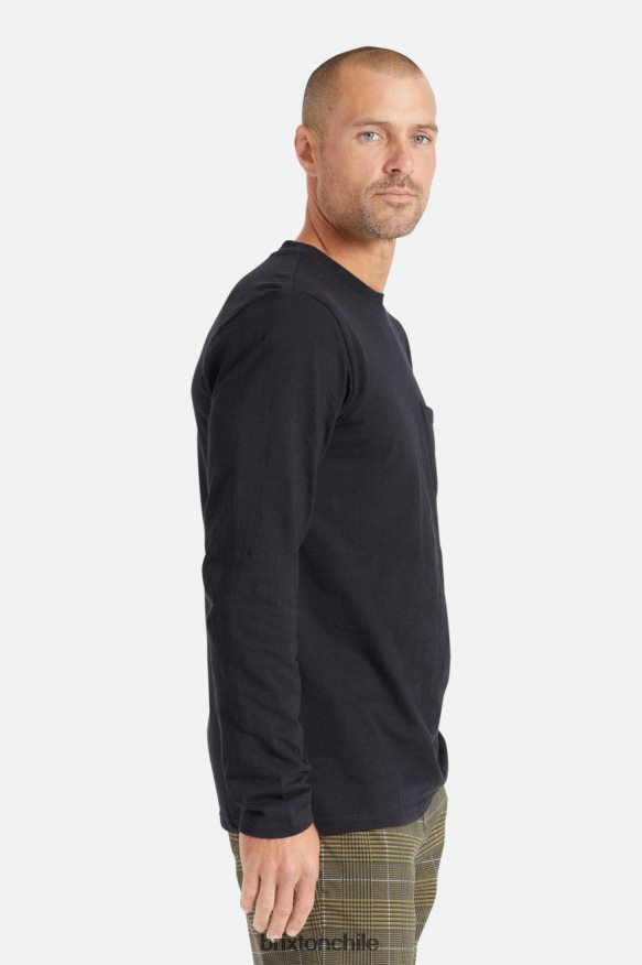 Brixton hombres camiseta básica flameada manga larga con bolsillo P0BX28101 vestir negro