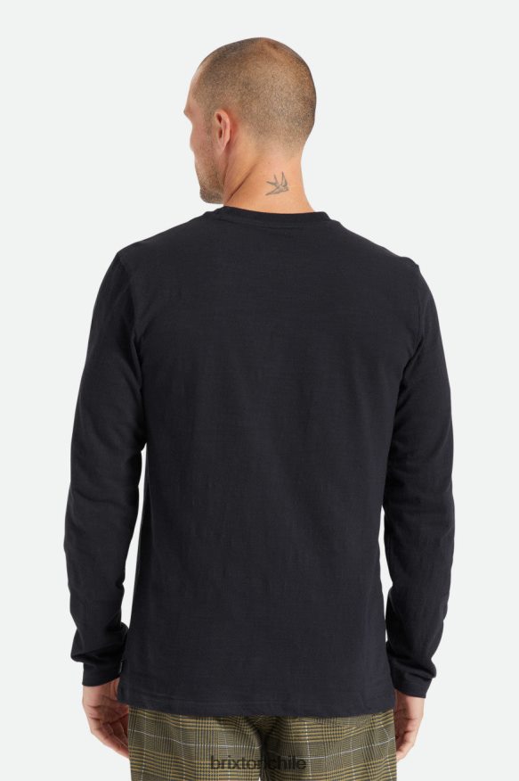 Brixton hombres camiseta básica flameada manga larga con bolsillo P0BX28101 vestir negro